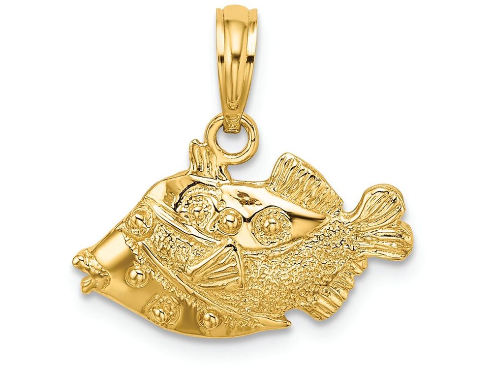 FJC Finejewelers 14k Yellow Gold Fish Polish Engraved Charm