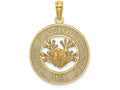 FJC Finejewelers 14k Yellow Gold Antigua  W.i. On Round Frame with Frog Center Charm