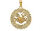 FJC Finejewelers 14k Yellow Gold Antigua  W.i. On Round Frame with Frog Center Charm