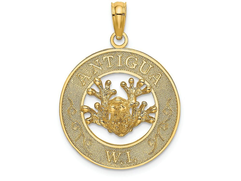 FJC Finejewelers 14k Yellow Gold Antigua  W.i. On Round Frame with Frog Center Charm