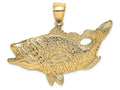 FJC Finejewelers 14k Yellow Gold Open Mouth Bass Fish Charm