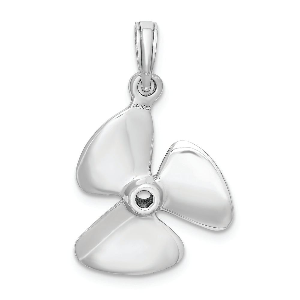 FJC Finejewelers 14k White Gold White 3d Three Blade Propeller with Center Hole Charm