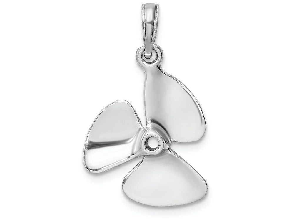 FJC Finejewelers 14k White Gold White 3d Three Blade Propeller with Center Hole Charm