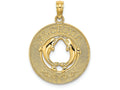 FJC Finejewelers 14k Yellow Gold Florida On Round Frame with Dolphins In Center Charm