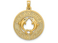 FJC Finejewelers 14k Yellow Gold Ocean City Nj On Round Frame with Dolphins In Center Charm