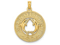 FJC Finejewelers 14k Yellow Gold Marco Island On Round Frame with Dolphins In Center Charm