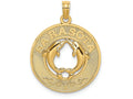 FJC Finejewelers 14k Yellow Gold Sarasota On Round Frame with Dolphins In Center Charm