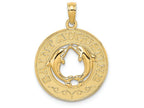 FJC Finejewelers 14k Yellow Gold Saint Augustine On Round Frame with Dolphins In Center Charm