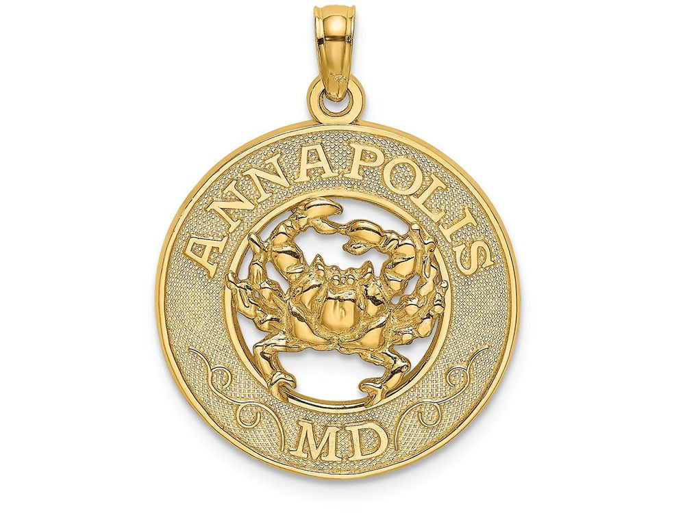 FJC Finejewelers 14k Yellow Gold Annapolis Md On Round Frame with Crab Center Charm