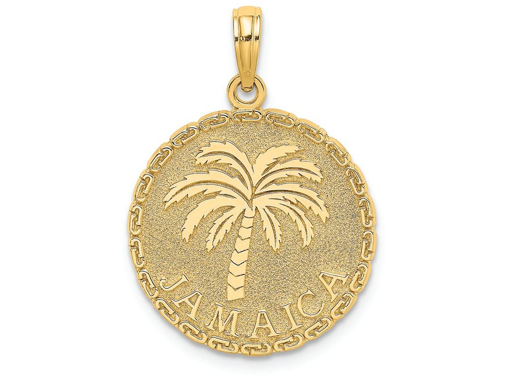 FJC Finejewelers 14k Yellow Gold Jamaica Palm Tree On Disk Charm