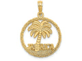 FJC Finejewelers 14k Yellow Gold Jamaica Under Palm Tree In Disk Charm