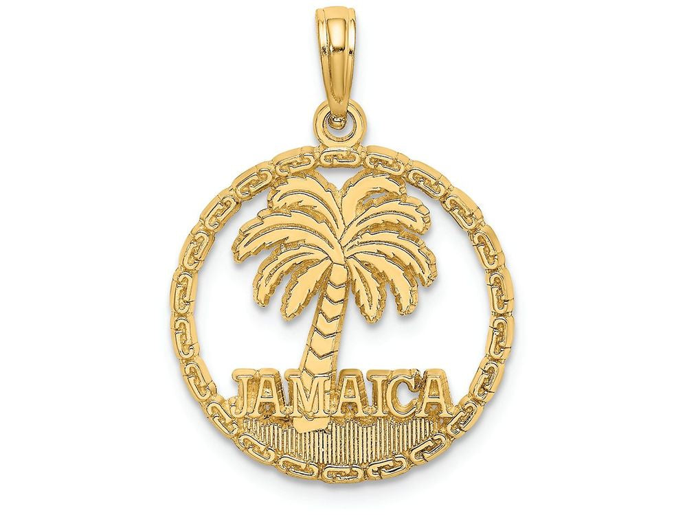 FJC Finejewelers 14k Yellow Gold Jamaica Under Palm Tree In Disk Charm