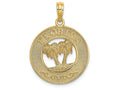 FJC Finejewelers 14k Yellow Gold Florida On Round Frame with Double Palm Tree Center Charm