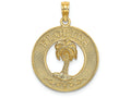 FJC Finejewelers 14k Yellow Gold Florida On Round Frame with Palm Tree Center Charm