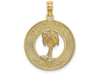 FJC Finejewelers 14k Yellow Gold Florida On Round Frame with Palm Tree Center Charm