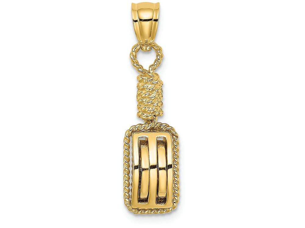 FJC Finejewelers 14k Yellow Gold Stropped Block Mariners Pulleyrope Trim And Bail Charm