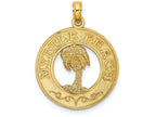 FJC Finejewelers 14k Yellow Gold Myrtle Beach On Round Frame with Palm Tree Center Charm