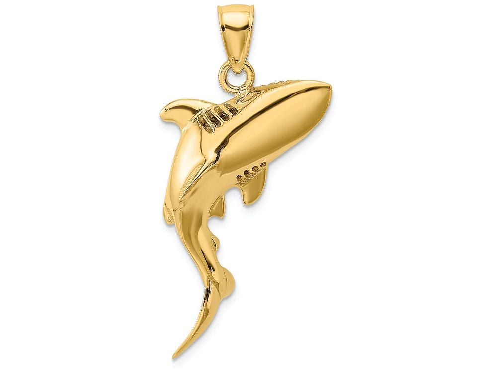 FJC Finejewelers 14k Yellow Gold 3d Shark Swimming Charm