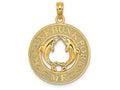 FJC Finejewelers 14k Yellow Gold Kennebunkport Me On Round Frame with Dolphins In Center Charm