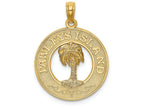 FJC Finejewelers 14k Yellow Gold Pawleys Island On Round Frame with Palm Tree Center Charm