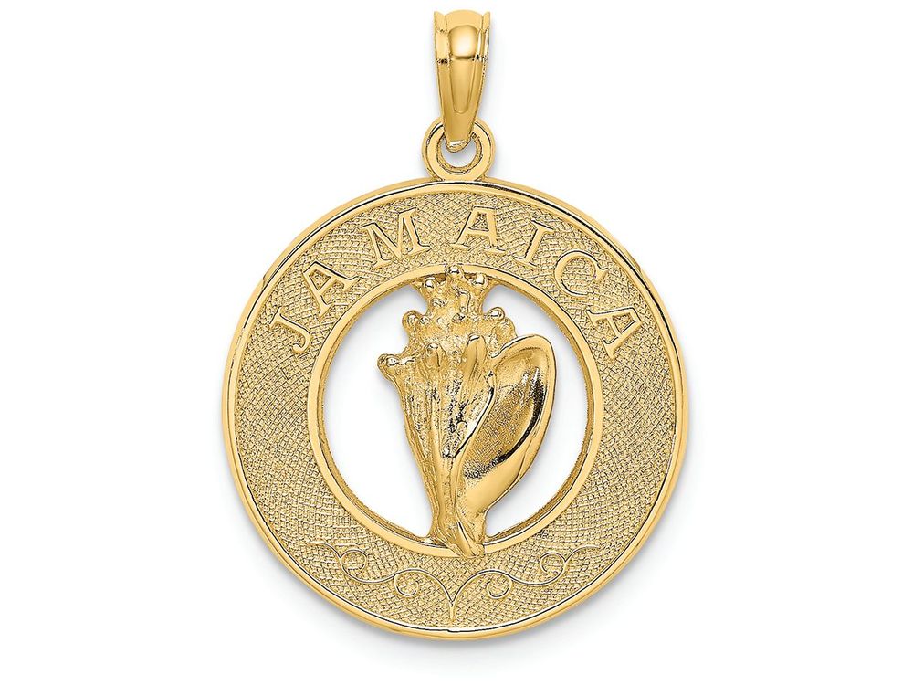 FJC Finejewelers 14k Yellow Gold Jamaica On Round Frame with Conch Shell Center Charm
