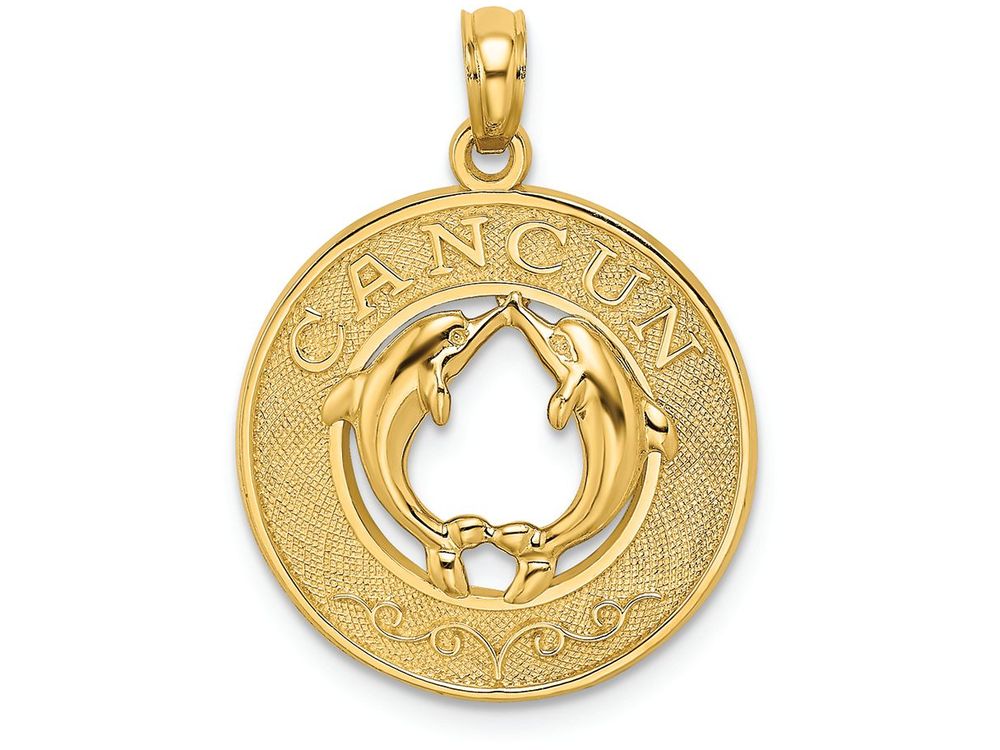 FJC Finejewelers 14k Yellow Gold Cancun On Round Frame with Dolphins In Center Charm