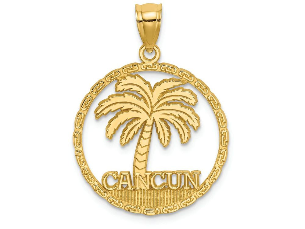 FJC Finejewelers 14k Yellow Gold Cancun Under Palm Tree In Round Frame Charm