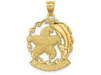 FJC Finejewelers 14k Yellow Gold Florida Under Starfish Dolphin In Wave Frame Charm