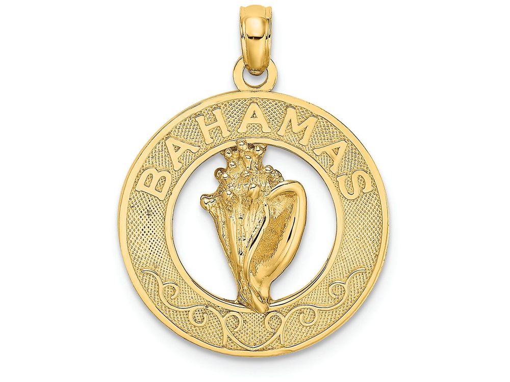 FJC Finejewelers 14k Yellow Gold Bahamas On Round Frame with Conch Shell Center Charm