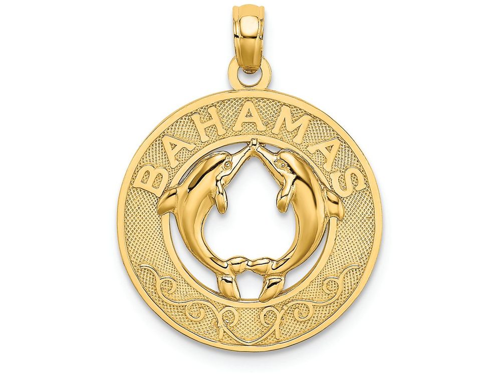 FJC Finejewelers 14k Yellow Gold Bahamas On Round Frame with Dolphins In Center Charm