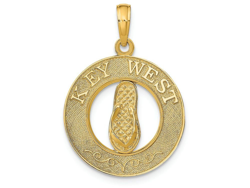 FJC Finejewelers 14k Yellow Gold Key West On Round Frame with Flip-flop Center Charm