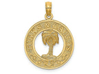 FJC Finejewelers 14k Yellow Gold Turks Caicos On Round Frame with Palm Tree Center Charm