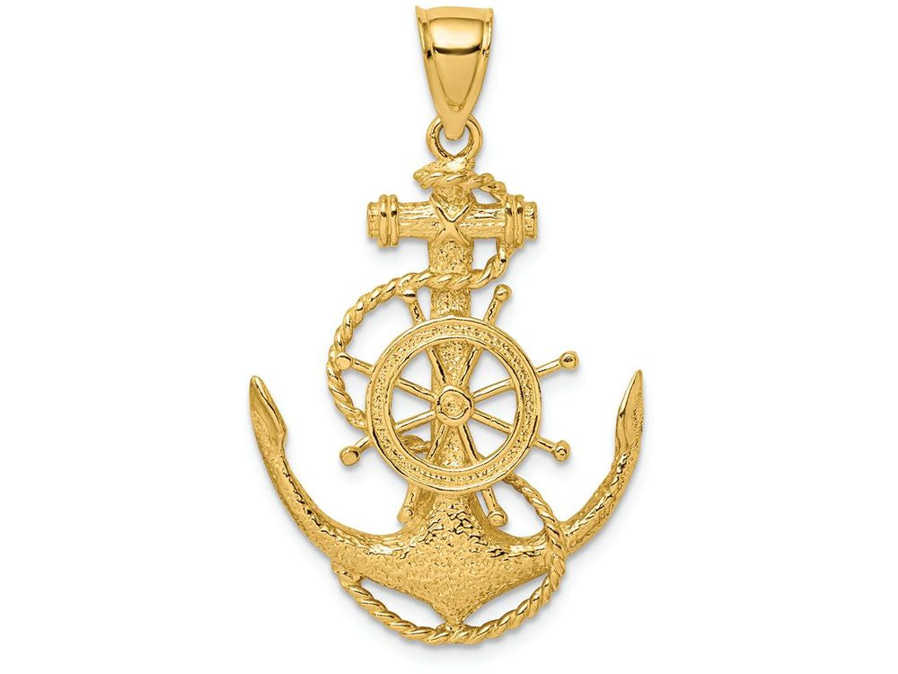 FJC Finejewelers 14k Yellow Gold Anchor Wheel Charm
