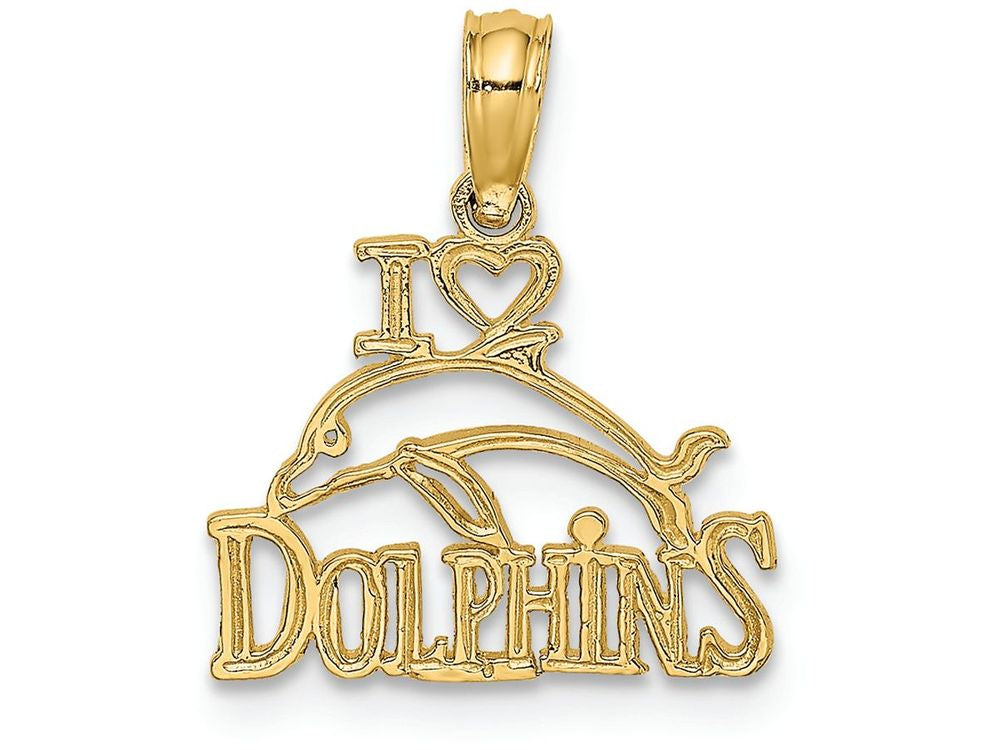 FJC Finejewelers 14k Yellow Gold I "heart" Dolphins with Dolphin Picture Charm