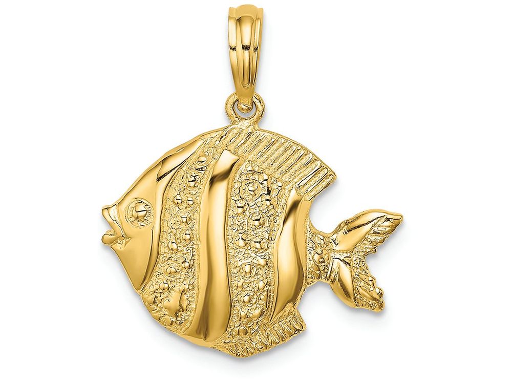 FJC Finejewelers 14k Yellow Gold Fish Polish Engraved Charm