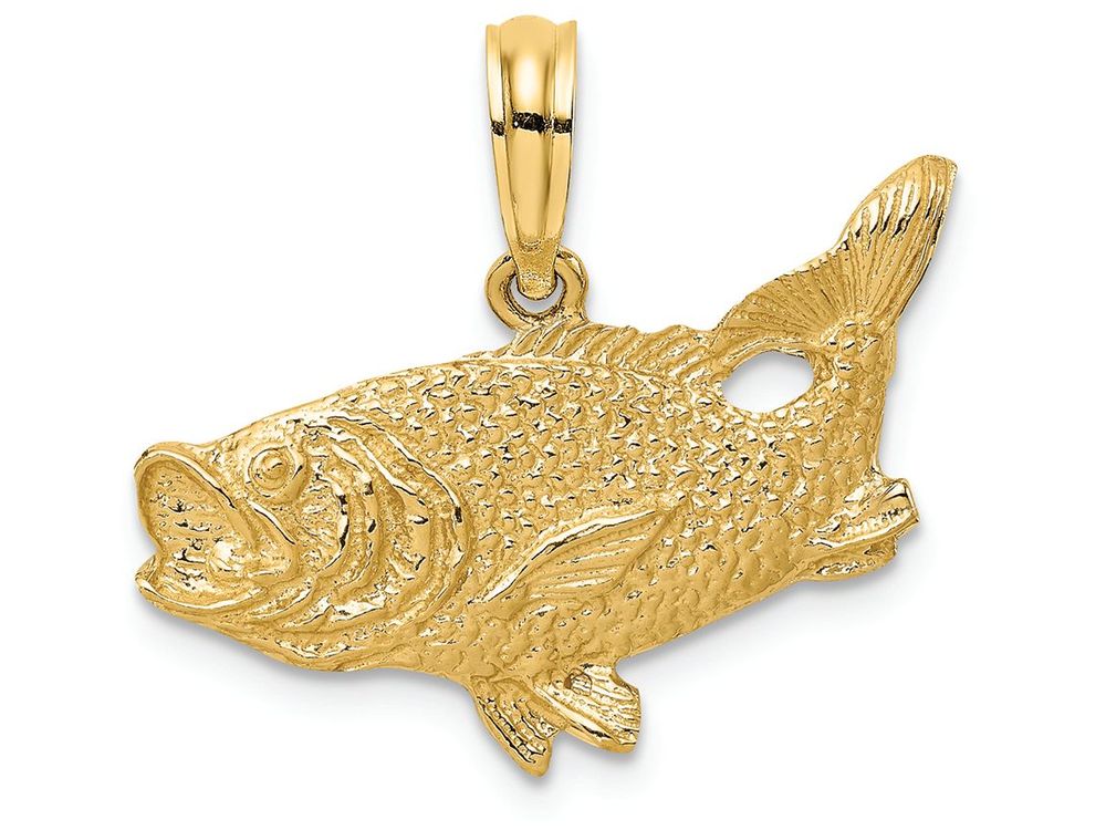 FJC Finejewelers 14k Yellow Gold Bass Fish with Tail Up Charm