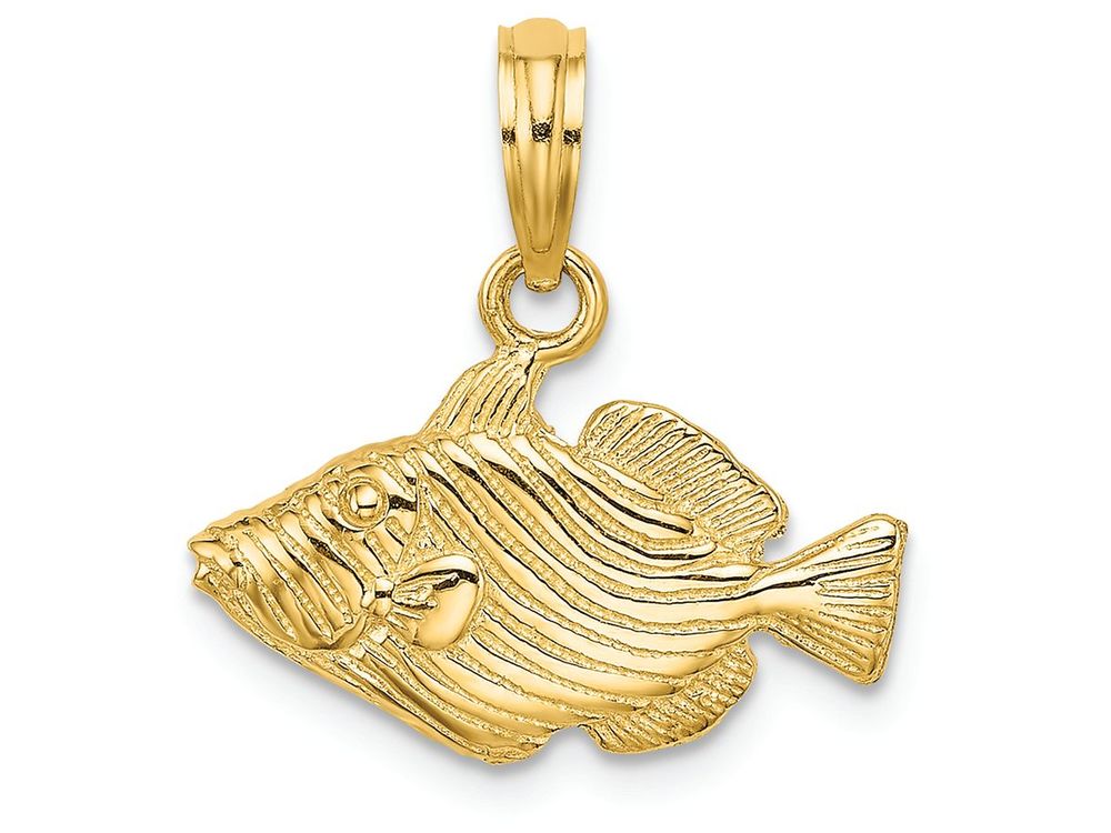 FJC Finejewelers 14k Yellow Gold Striped Fishengraved Charm