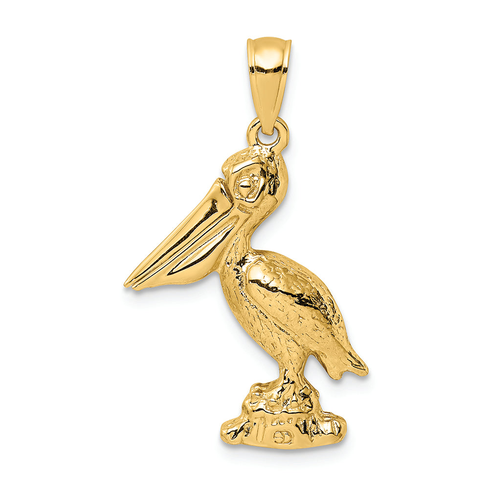 FJC Finejewelers 14k Yellow Gold 3d Lrg Pelican Standing with Moveable Mouth Charm