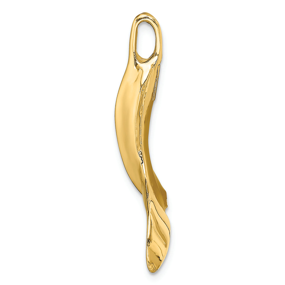 FJC Finejewelers 14k Yellow Gold 3d Whale Tail Polish Curved Charm