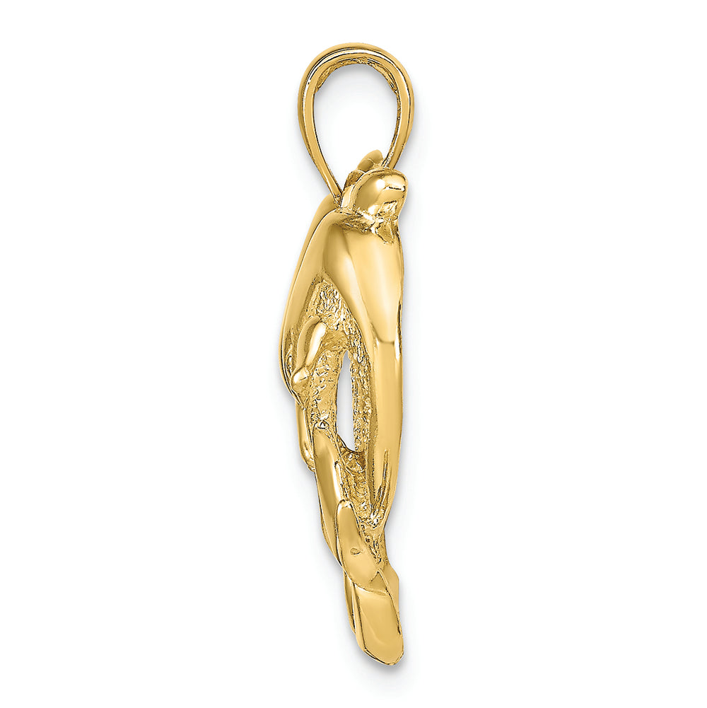 FJC Finejewelers 14k Yellow Gold Heart Shaped Double Dolphins Charm