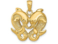 FJC Finejewelers 14k Yellow Gold Heart Shaped Double Dolphins Charm