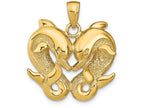 FJC Finejewelers 14k Yellow Gold Heart Shaped Double Dolphins Charm