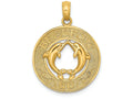 FJC Finejewelers 14k Yellow Gold Beaufort Sc On Round Frame with Dolphins In Center Charm