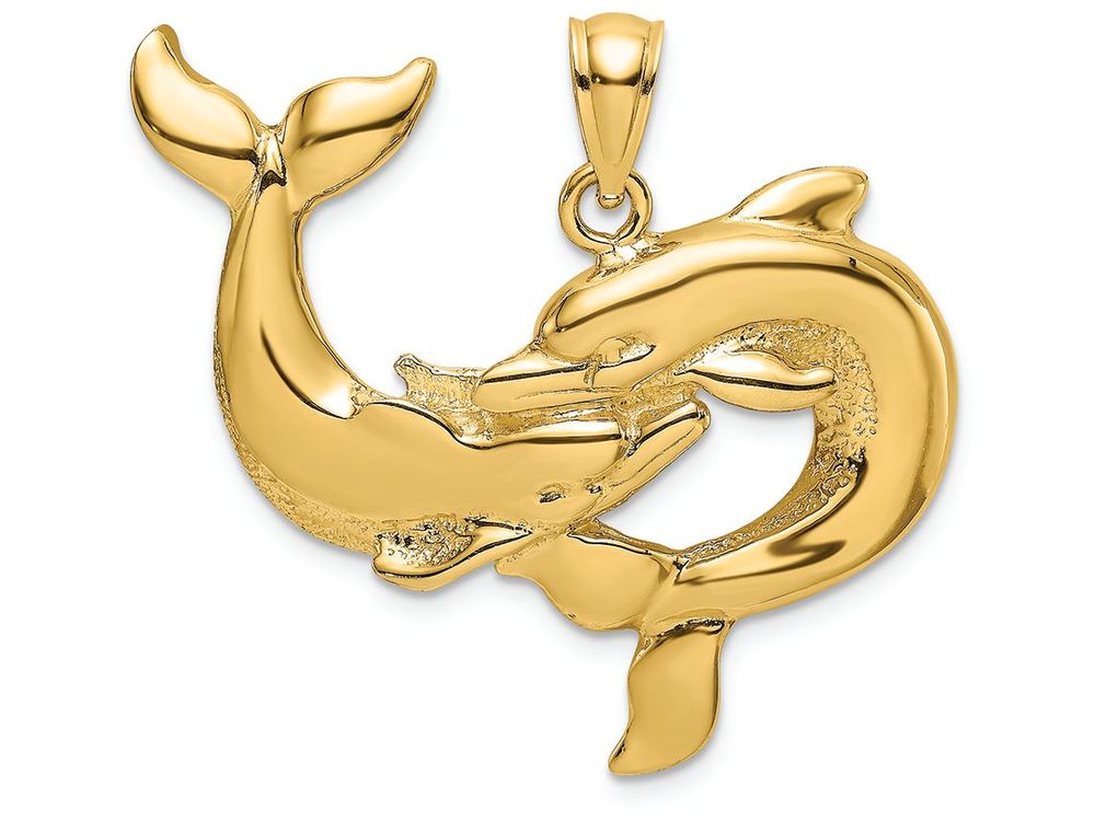 FJC Finejewelers 14k Yellow Gold Double Dolphins Necking Charm