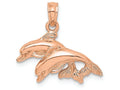 FJC Finejewelers 14k Rose Gold Double Dolphins Jumping Left Polish Charm