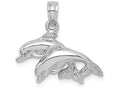 FJC Finejewelers 14k White Gold Double Dolphins Jumping Left Polish Charm