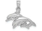 FJC Finejewelers 14k White Gold Double Dolphins Jumping Left Polish Charm
