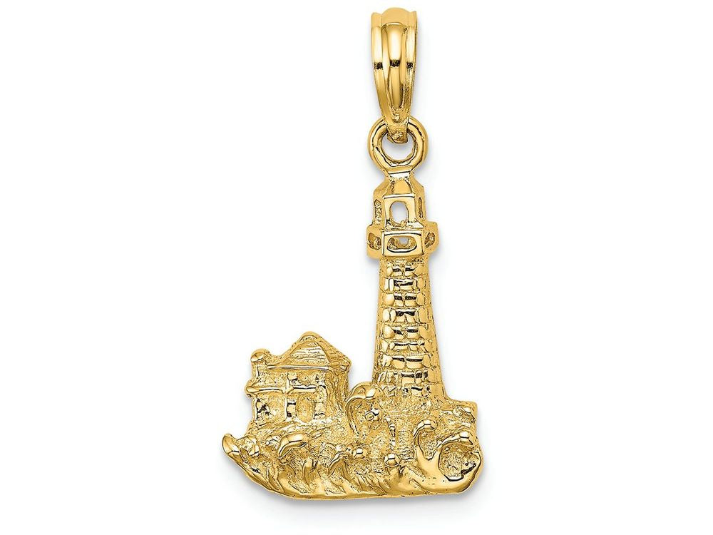 FJC Finejewelers 14k Yellow Gold Lighthouse with Waves Building Charm
