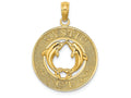 FJC Finejewelers 14k Yellow Gold Mystic Ct On Round Frame with Dolphins In Center Charm