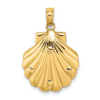 FJC Finejewelers 14k Yellow Gold Shell with Mini Double Dolphins Waves Charm
